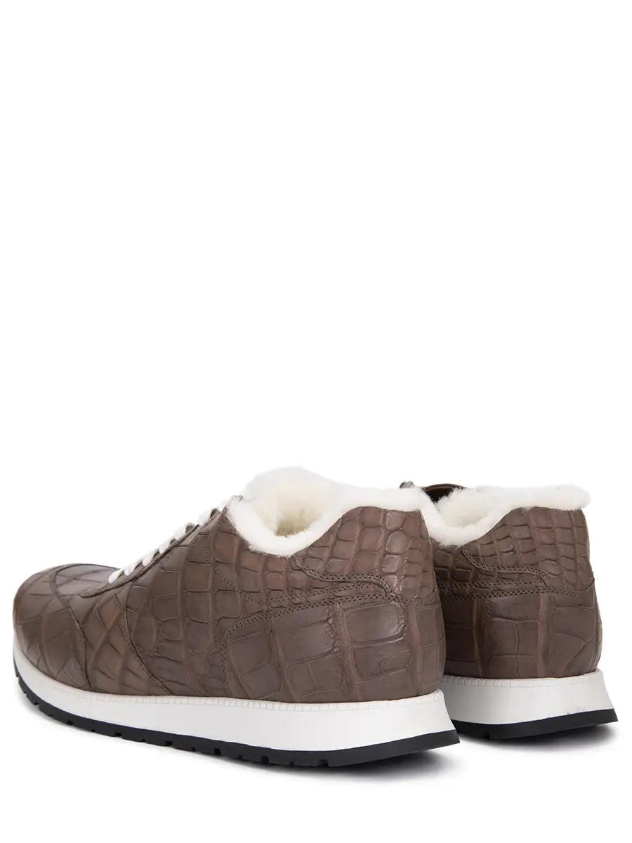 Кроссовки из кожи крокодила на меху