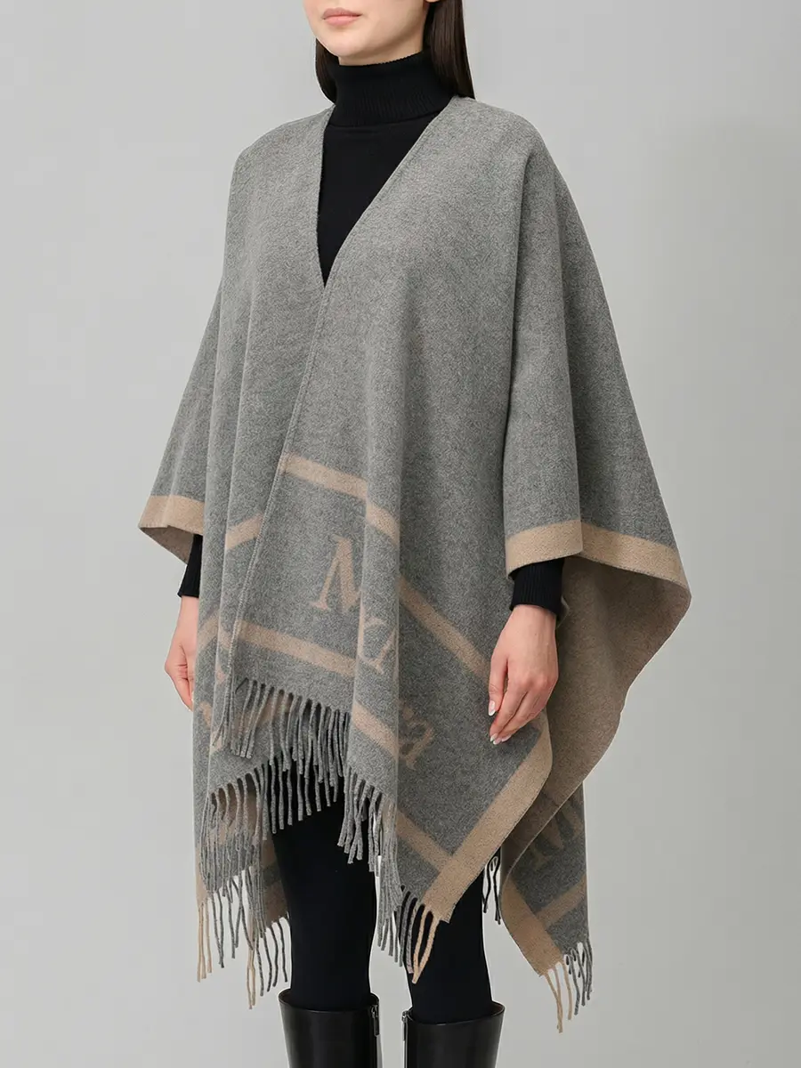 Пончо шерстяное