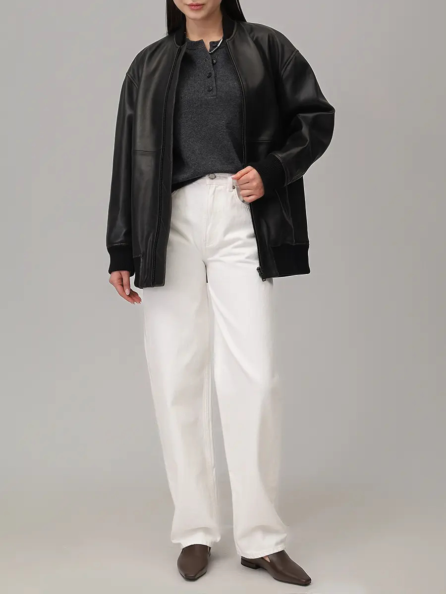 Бомбер кожаный