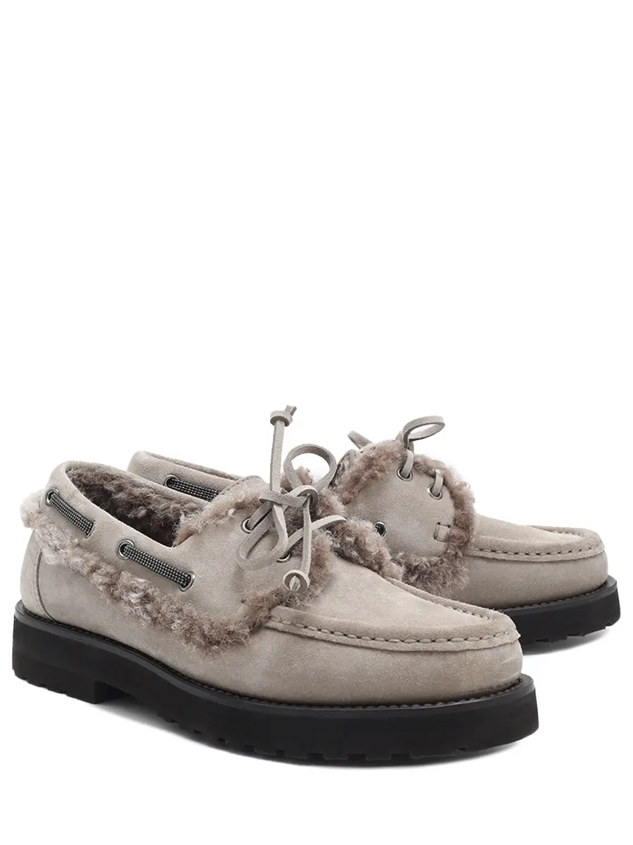 Топсайдеры замшевые на меху