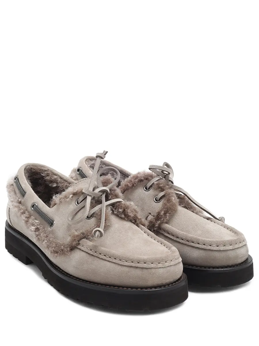 Топсайдеры замшевые на меху