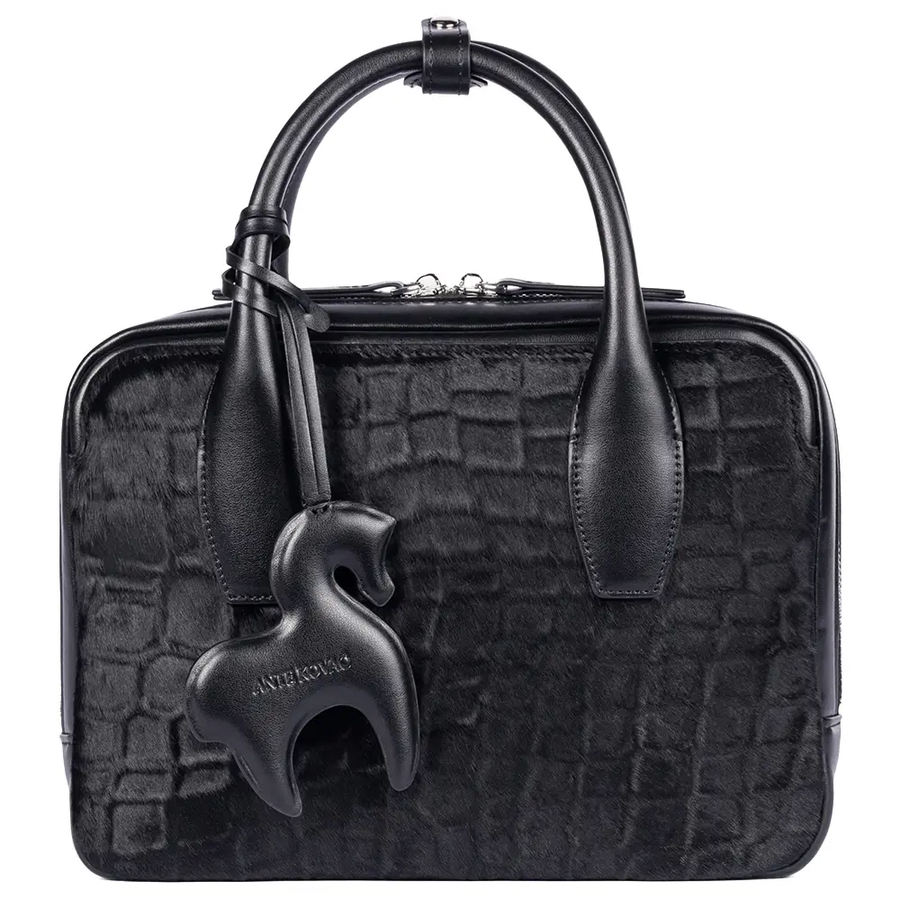 Сумка кожаная "Black Crocco"