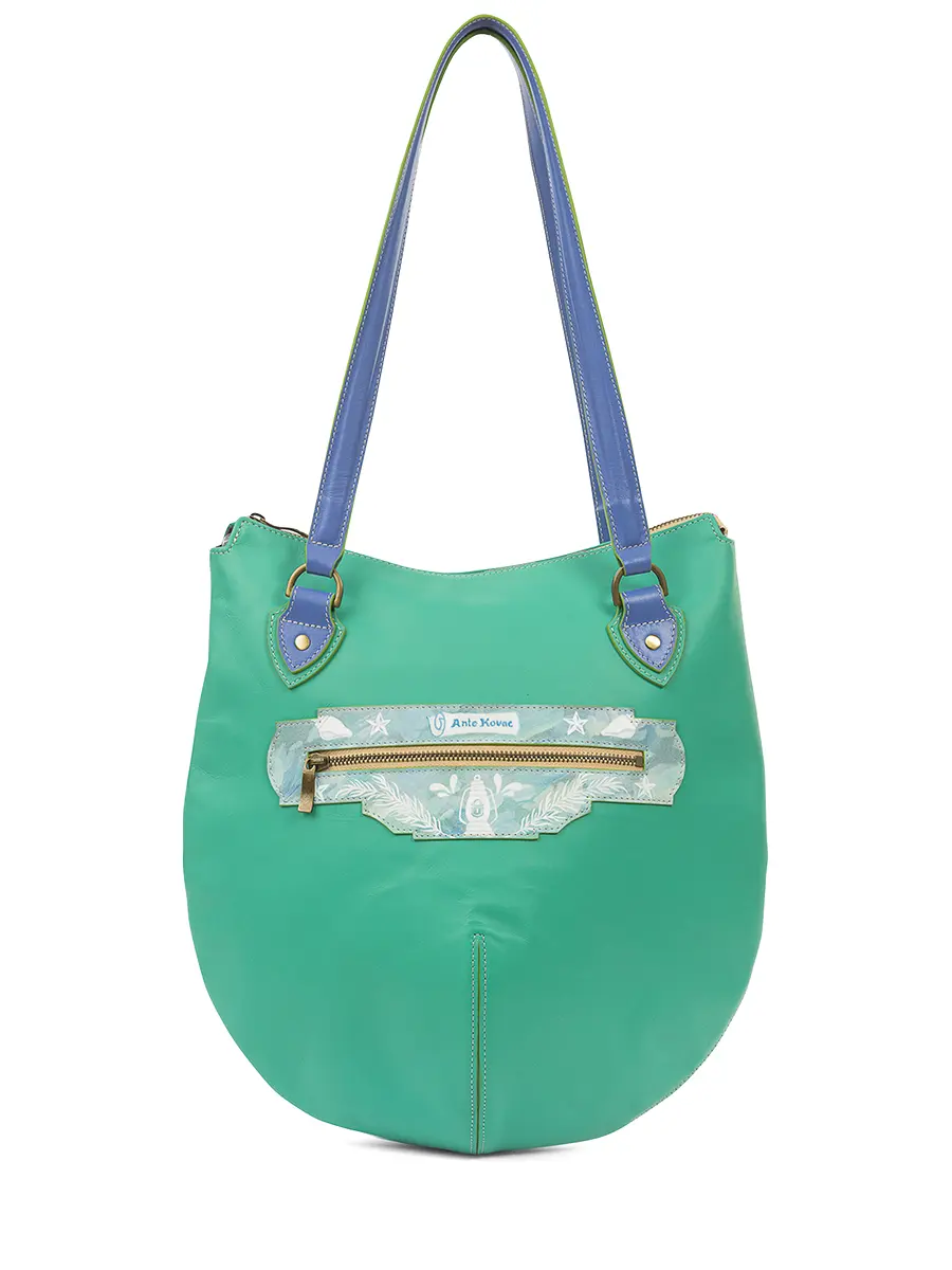 Сумка №19 кожаная "Рыбацкие лодки"