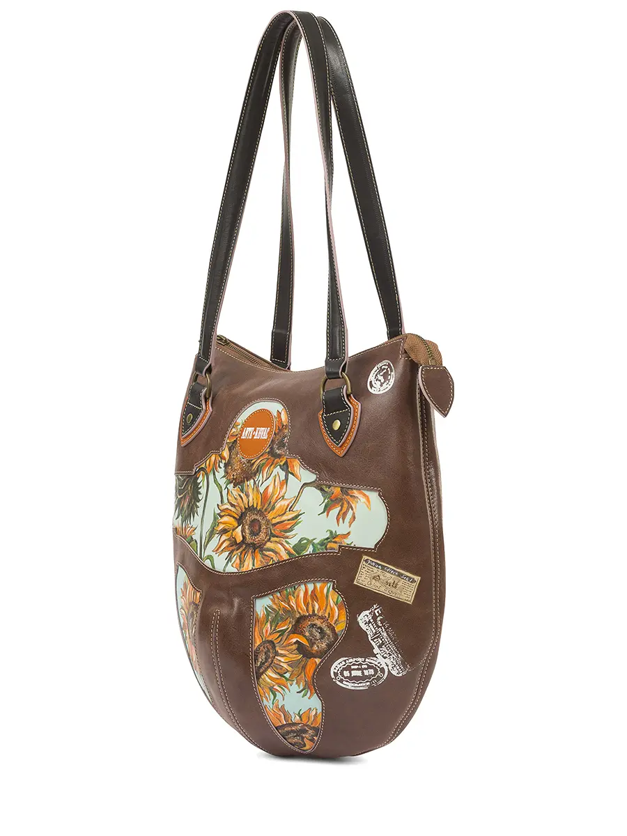 Сумка №19 кожаная "Подсолнухи для Mrs. Van Gogh"