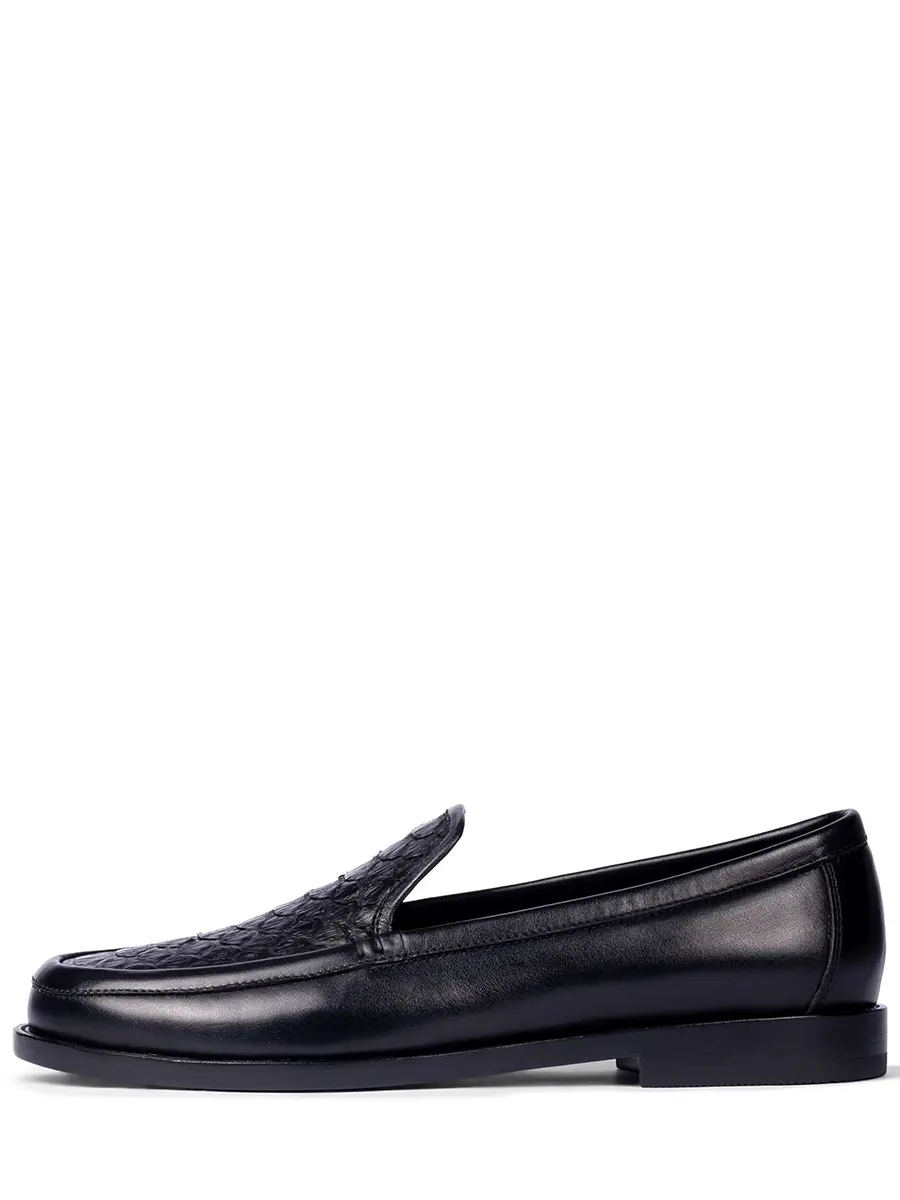 Лоферы "Python Black" кожаные