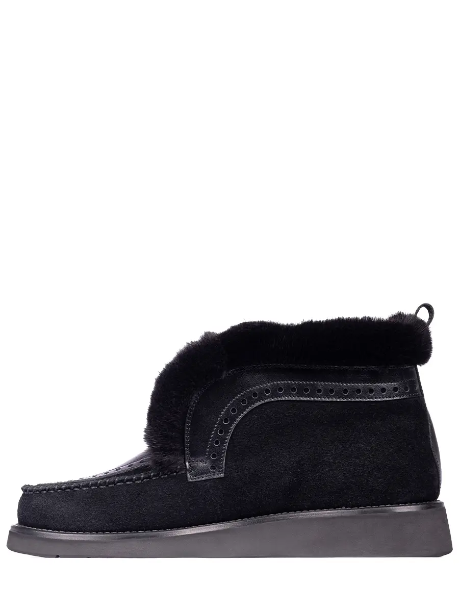 Ботинки замшевые "Black fur" на меху
