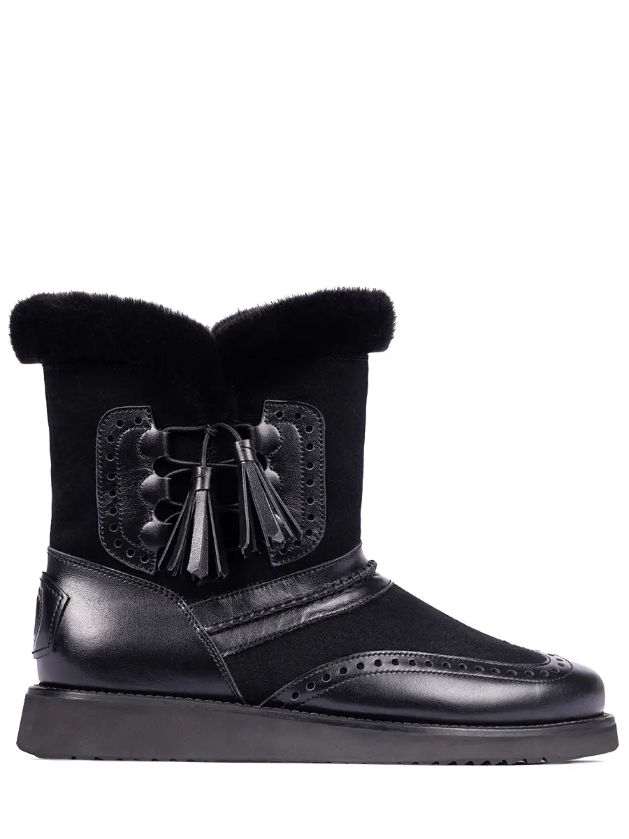 Полусапоги комбинированные "Black brush" на меху