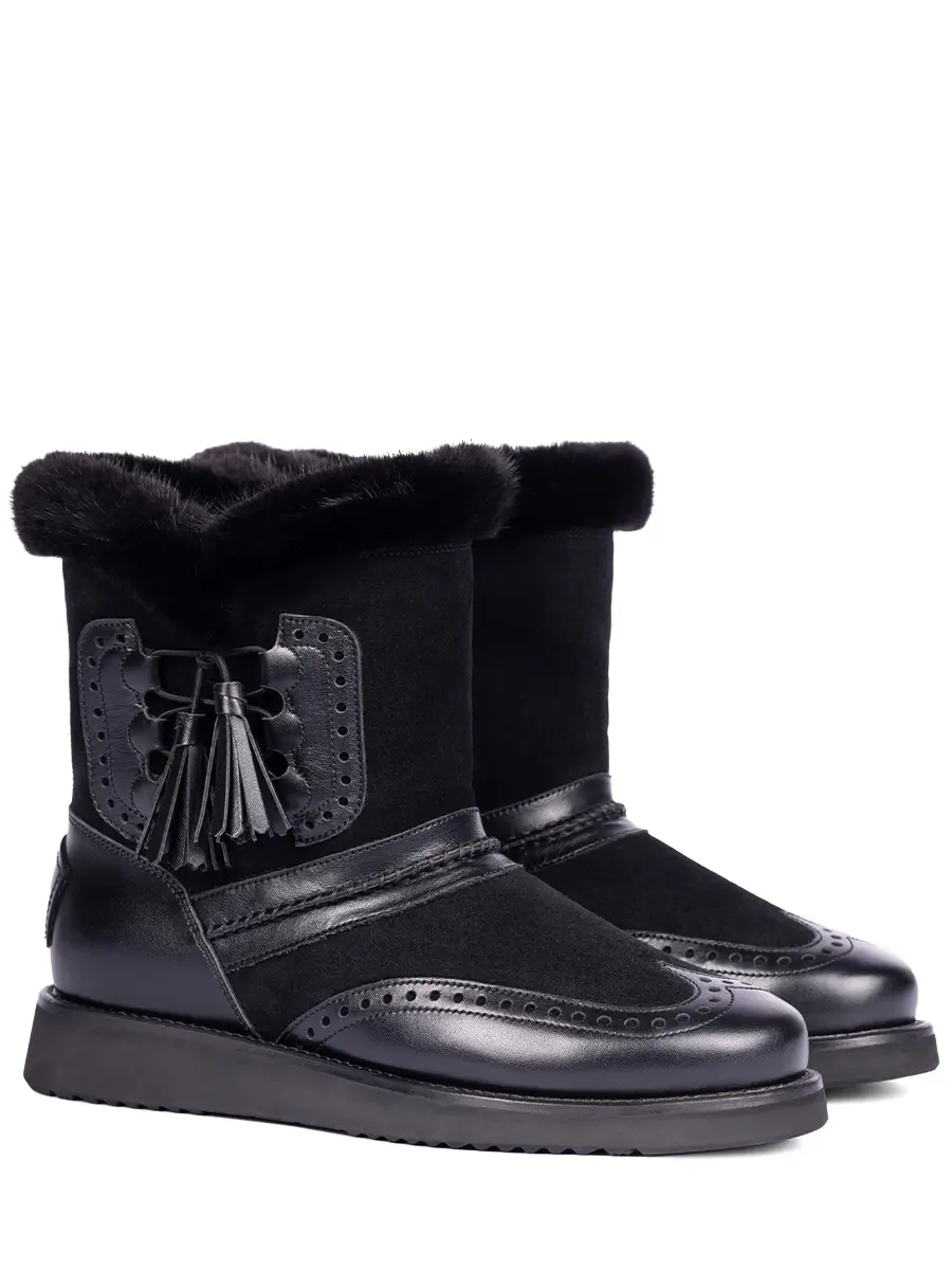 Полусапоги комбинированные "Black brush" на меху