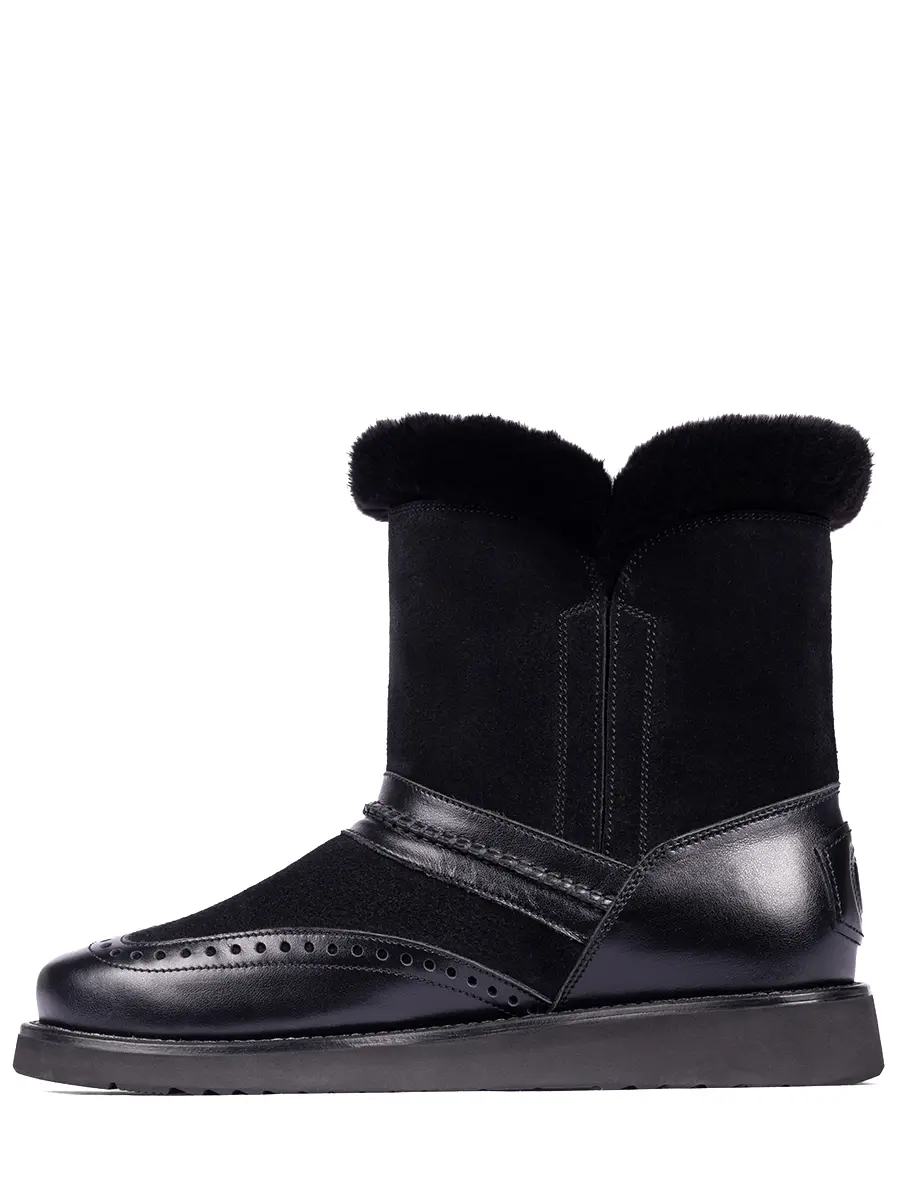 Полусапоги комбинированные "Black brush" на меху