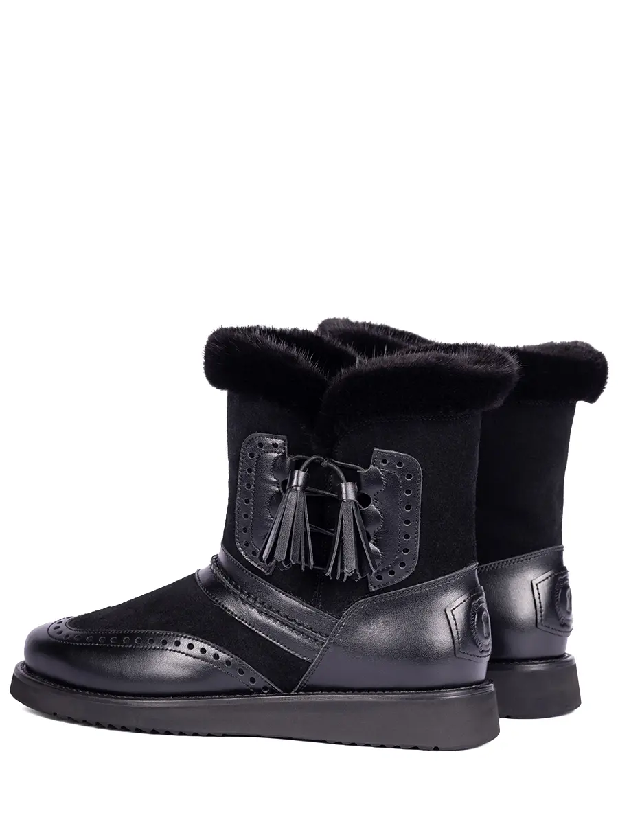 Полусапоги комбинированные "Black brush" на меху