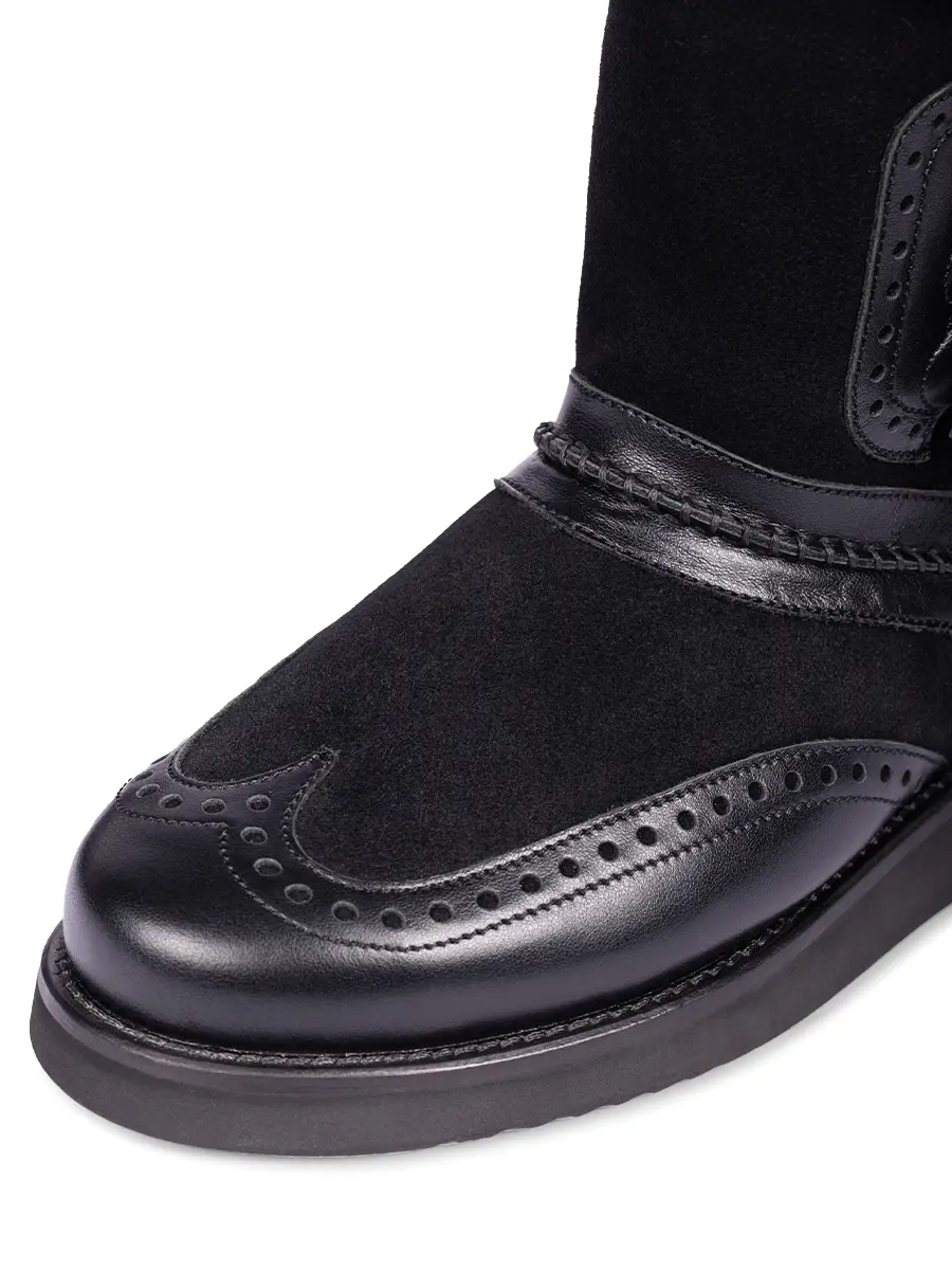 Полусапоги комбинированные "Black brush" на меху