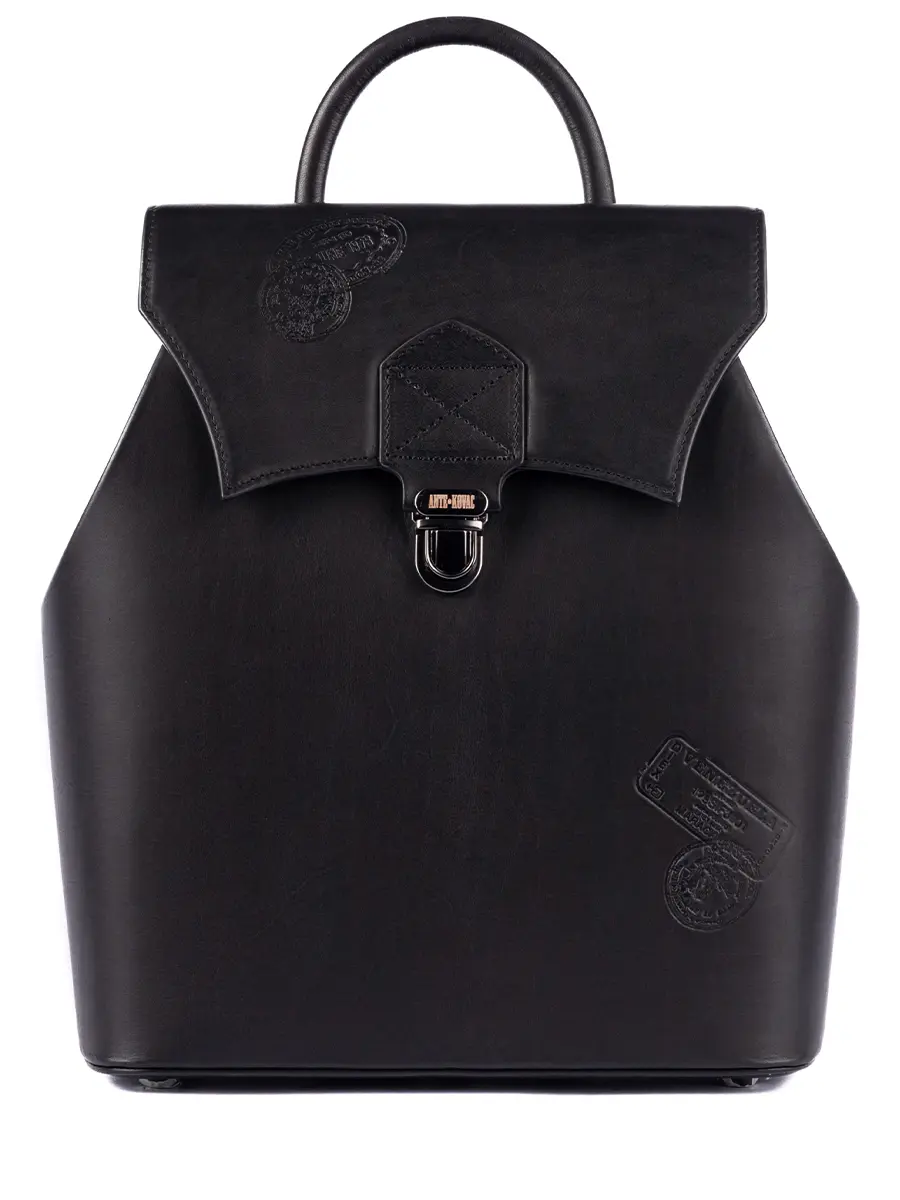 Рюкзак Сити "Ирисы в чёрном" кожаный