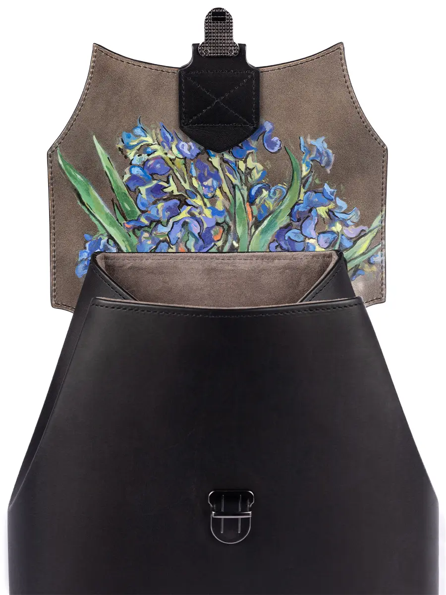 Рюкзак Сити "Ирисы в чёрном" кожаный