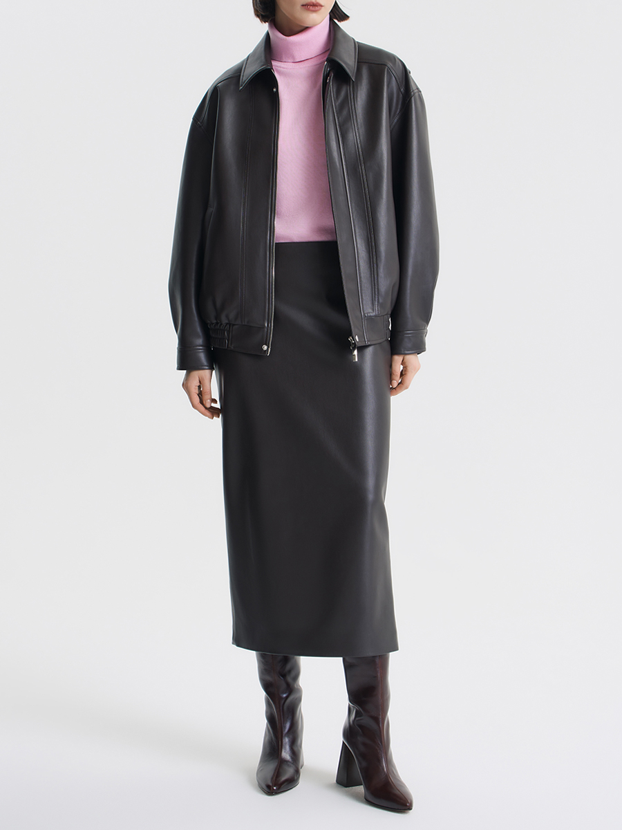 Бомбер из экокожи