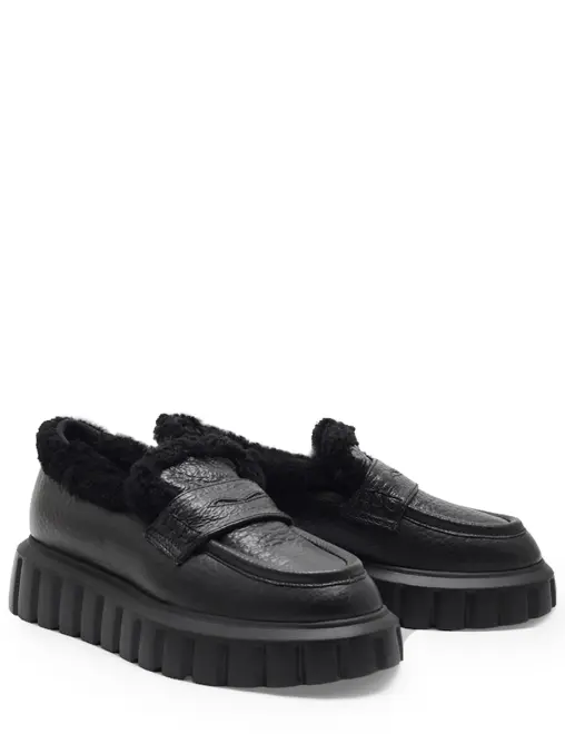 Лоферы кожаные на меху VOILE BLANCHE
