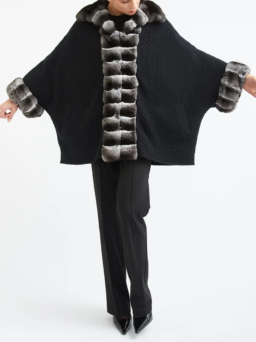 Пончо из кашемира на меху