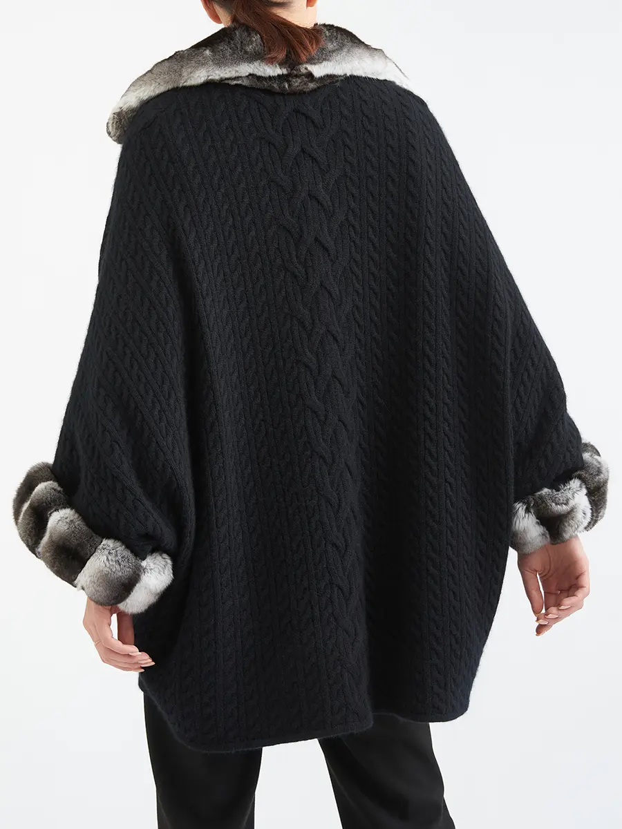 Пончо из кашемира на меху