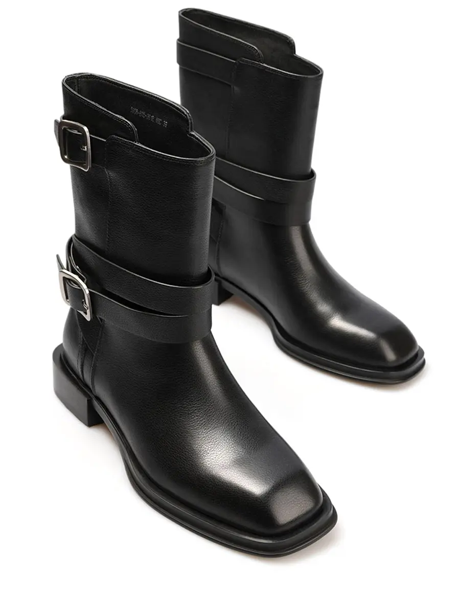 Ботинки кожаные на байке