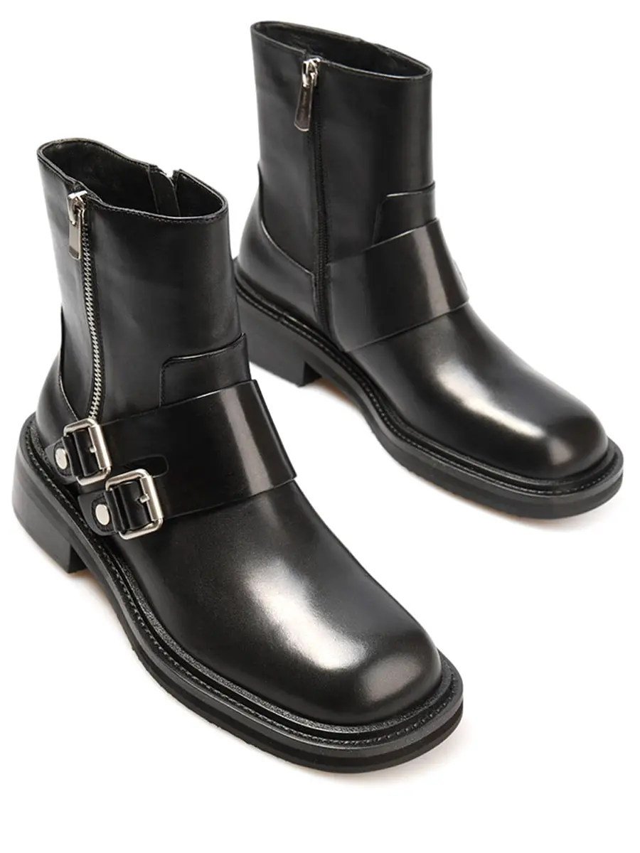 Ботинки кожаные на байке