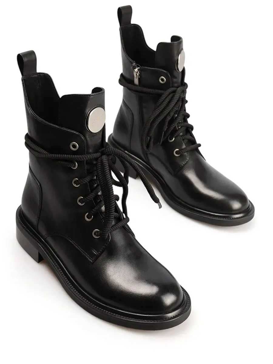 Ботинки кожаные на байке