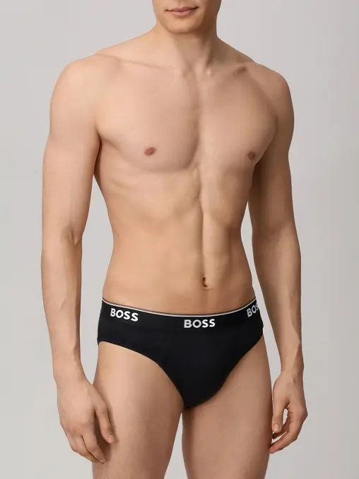 Набор из трех хлопковых трусов-слип BOSS