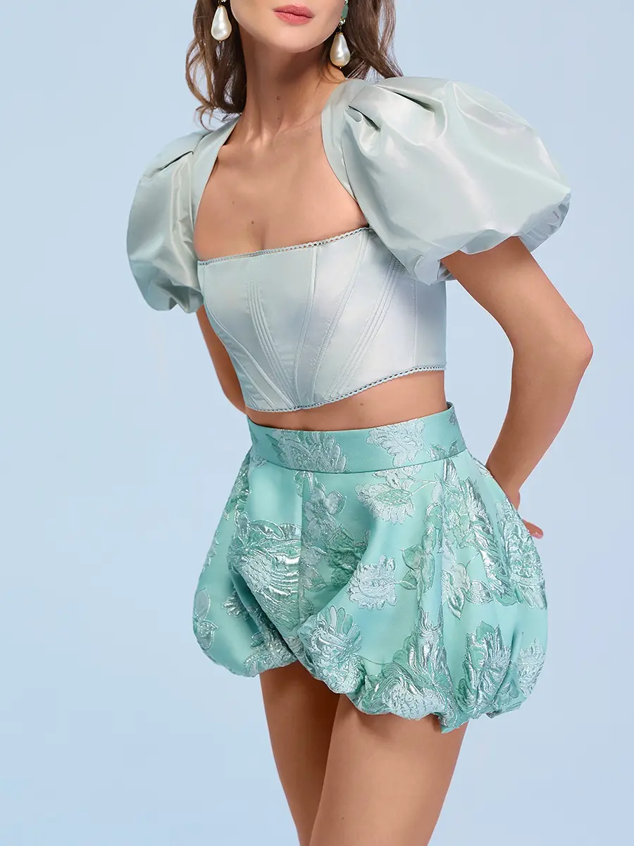 Топ и шорты из жаккарда