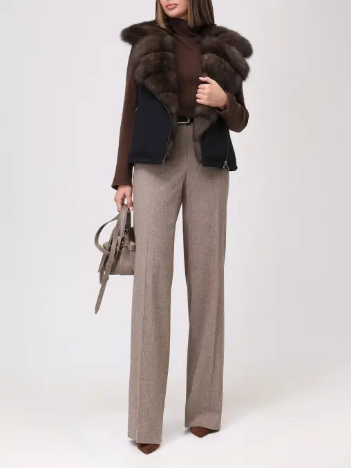 Жилет кашемировый с мехом соболя AMELI