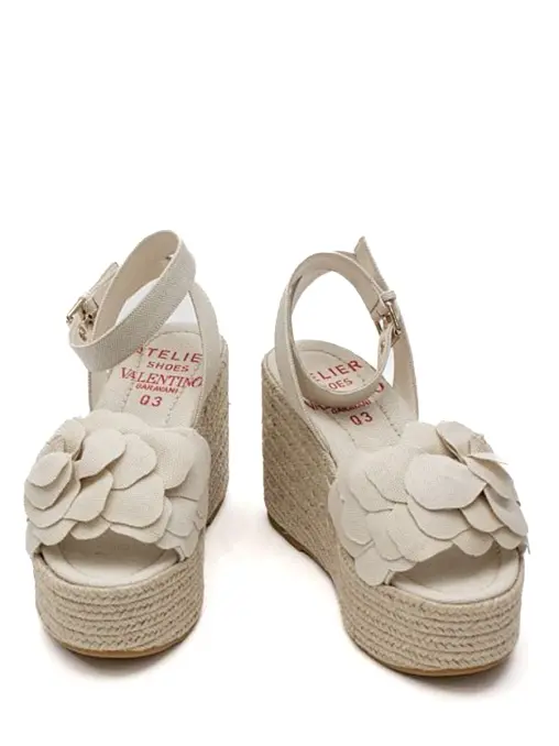 Босоножки из хлепка и льна VALENTINO GARAVANI