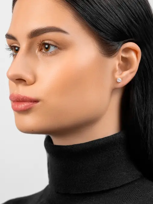 Пусеты из белого золота с бриллиантами CHAMOVSKIKH JEWELLERY HOUSE