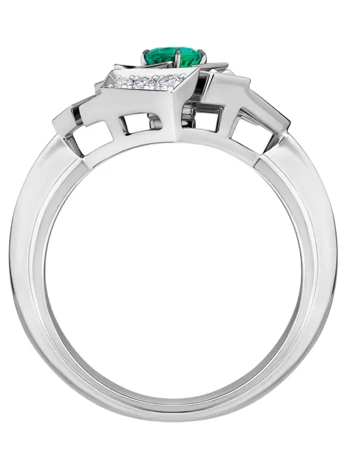 Кольцо из белого золота с изумрудом и бриллиантами CHAMOVSKIKH JEWELLERY HOUSE