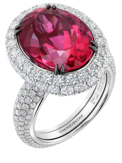Кольцо из белого золота с турмалином рубеллитом и бриллиантами CHAMOVSKIKH JEWELLERY HOUSE