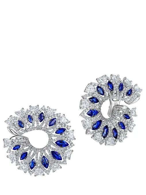 Серьги из белого золота с сапфирами и бриллиантами CHAMOVSKIKH JEWELLERY HOUSE