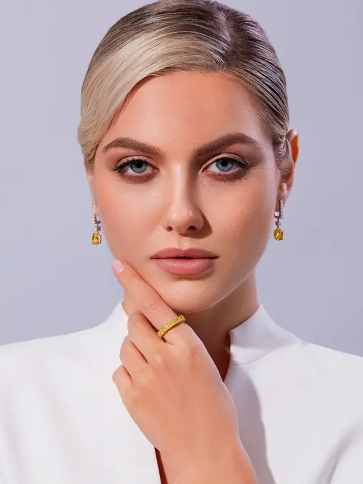 Серьги из белого золота с желтыми сапфирами и бриллиантами CHAMOVSKIKH JEWELLERY HOUSE