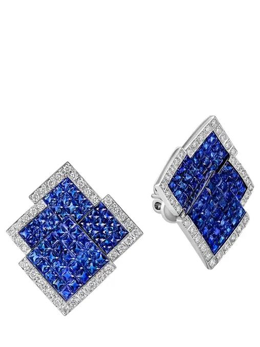 Серьги из белого золота с сапфирами и бриллиантами CHAMOVSKIKH JEWELLERY HOUSE