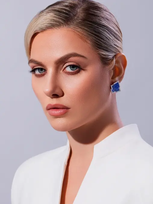 Серьги из белого золота с сапфирами и бриллиантами CHAMOVSKIKH JEWELLERY HOUSE