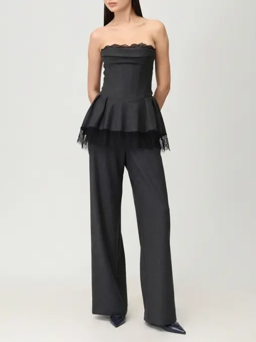 Корсет из шерсти с кружевом с баской YULIA SKALATSKAYA