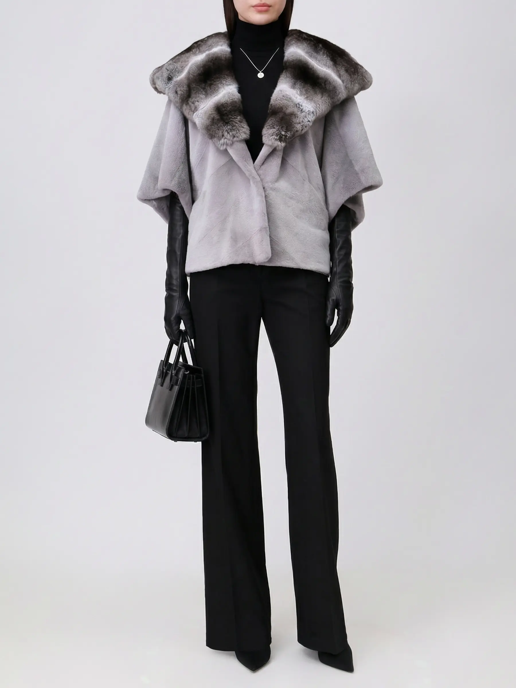 Шуба из меха норки и шиншиллы