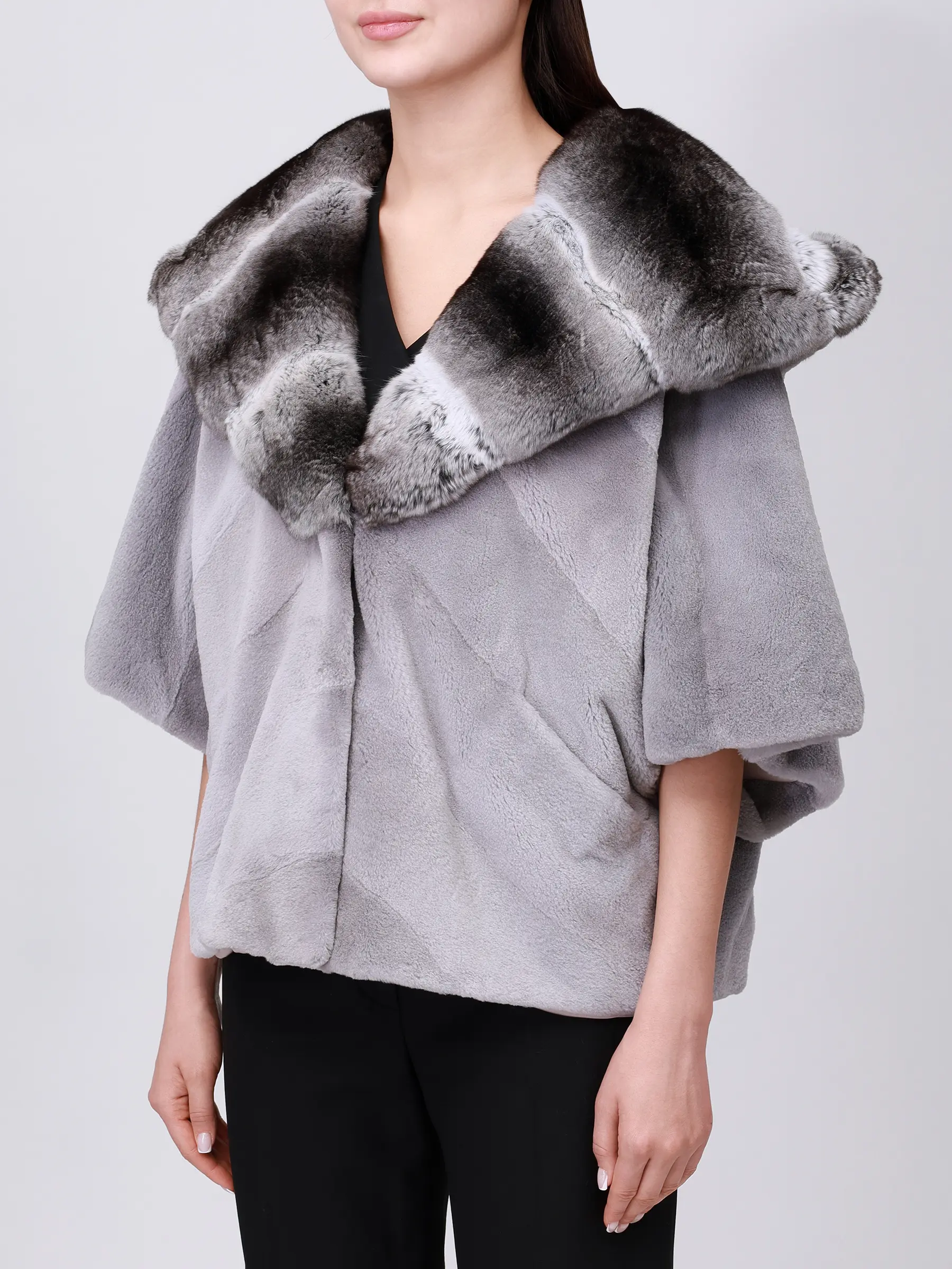 Шуба из меха норки и шиншиллы