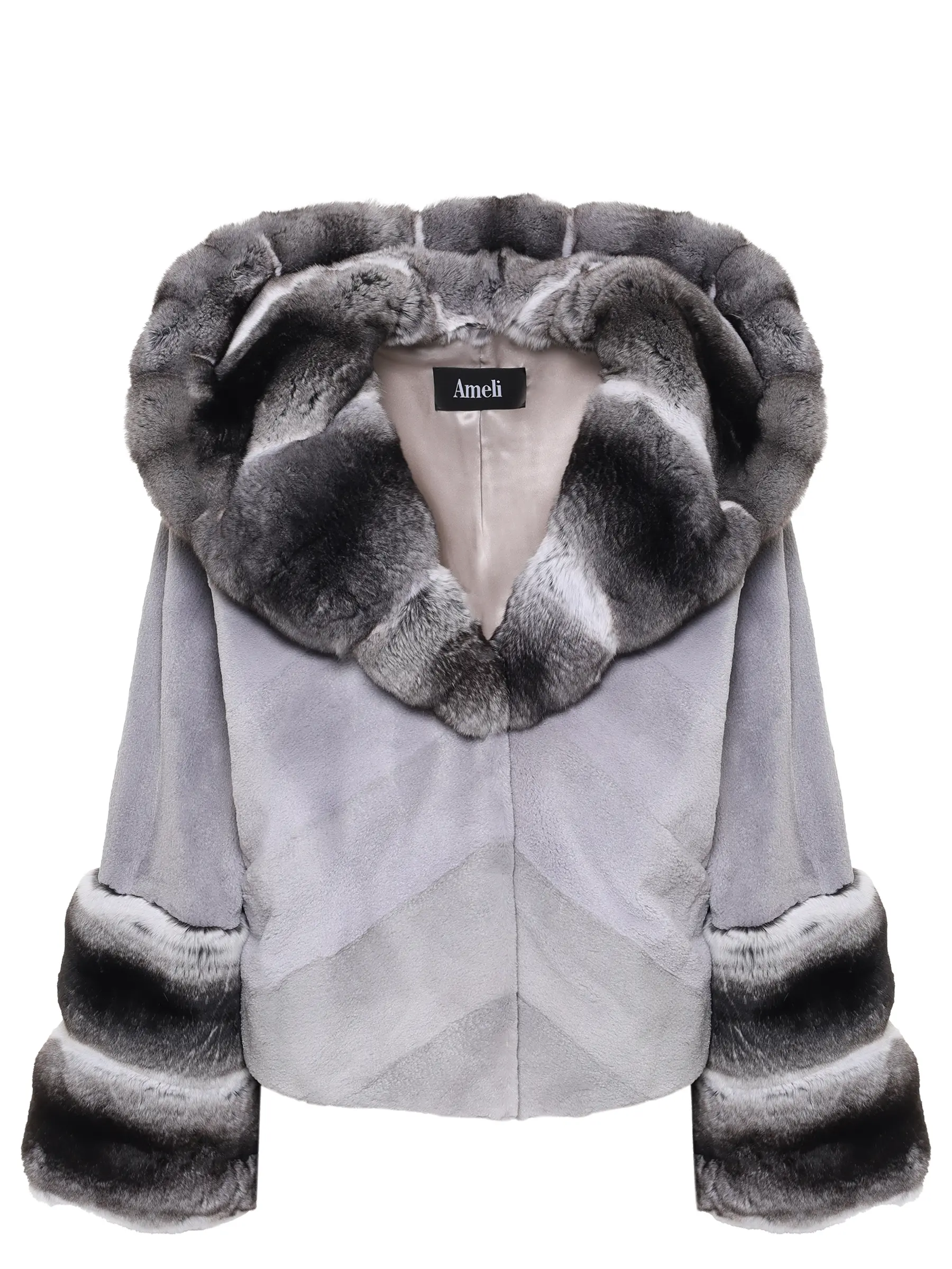 Шуба из меха норки и шиншиллы