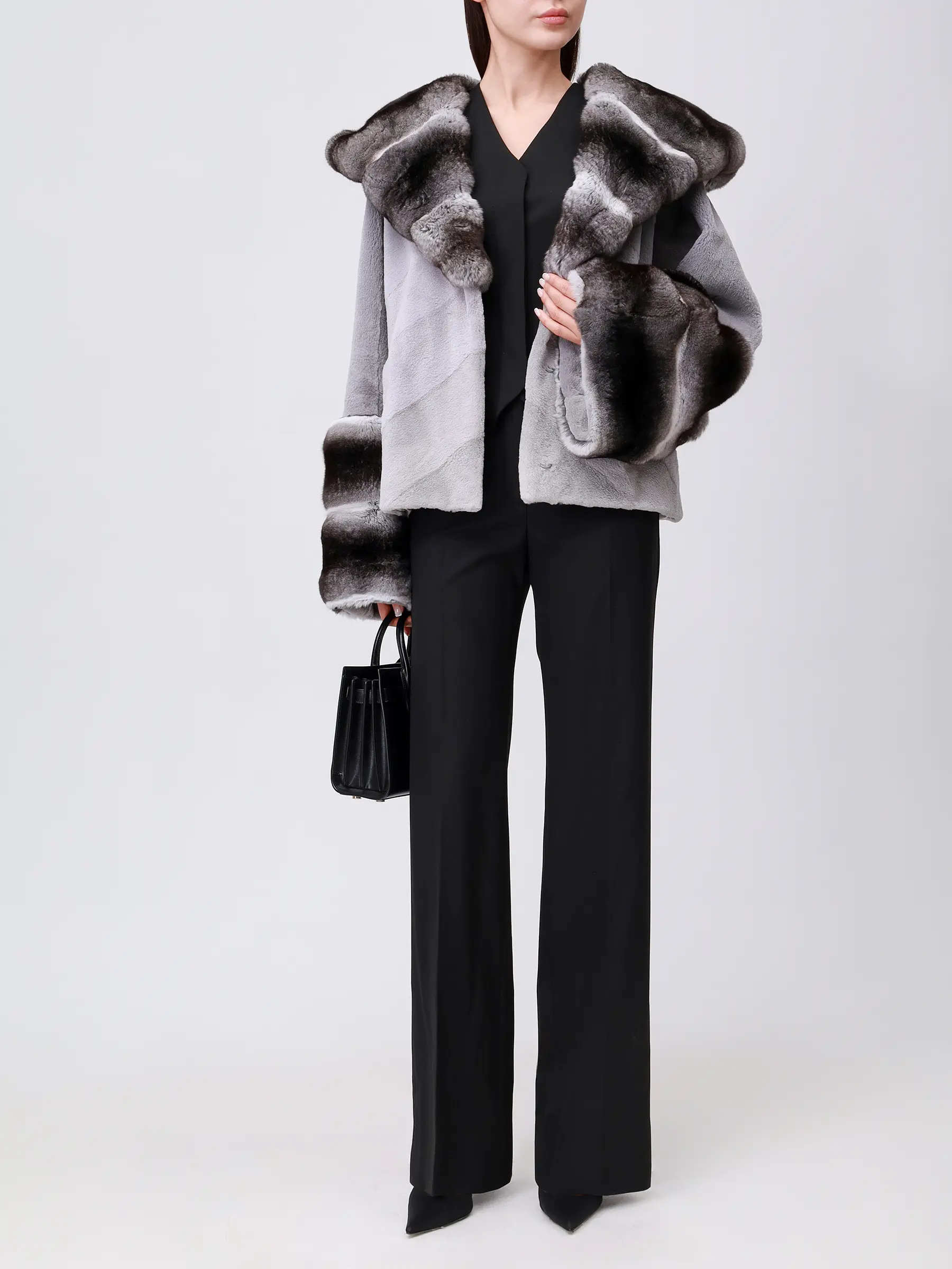 Шуба из меха норки и шиншиллы