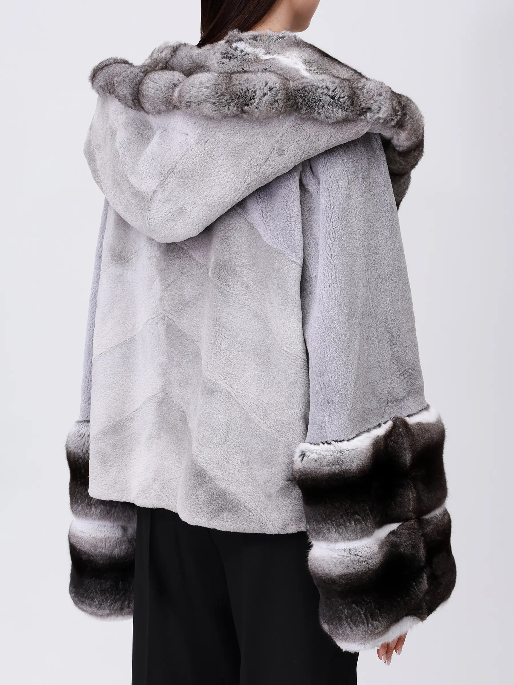 Шуба из меха норки и шиншиллы