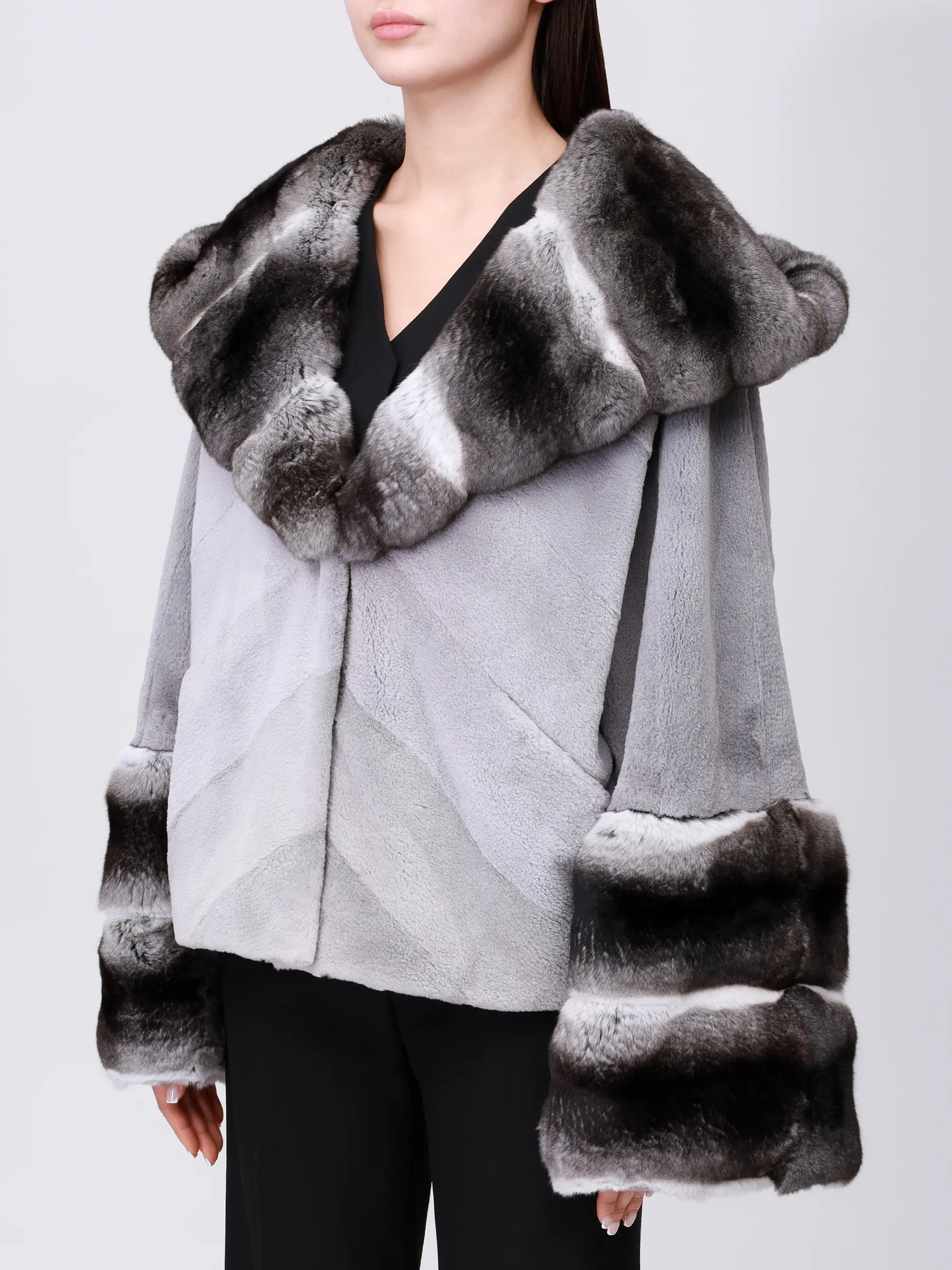 Шуба из меха норки и шиншиллы