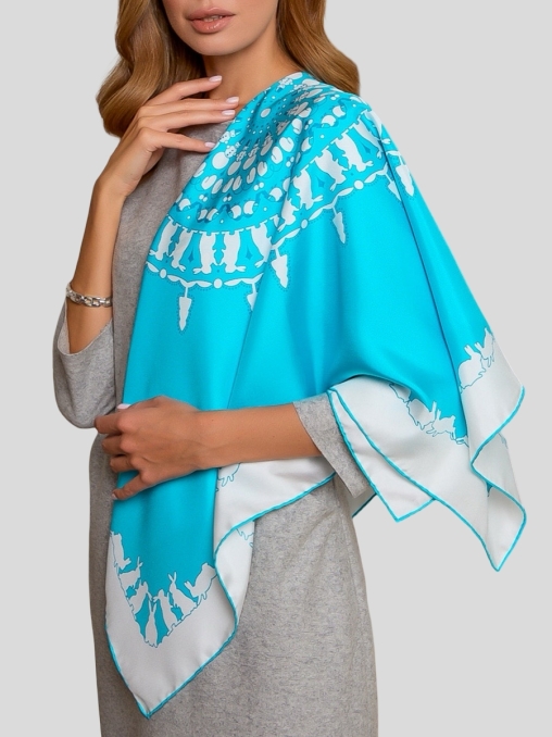 Платок шелковый Зима и зайцы GAYANA