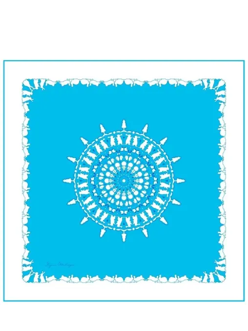 Платок шелковый Зима и зайцы GAYANA