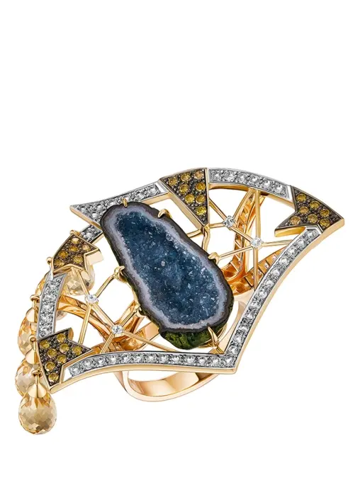 Кольцо с бриллиантами и кристаллическим агатом NATASHA LIBELLE