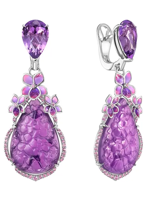 Серьги Пармская фиалка с аметистами NATASHA LIBELLE