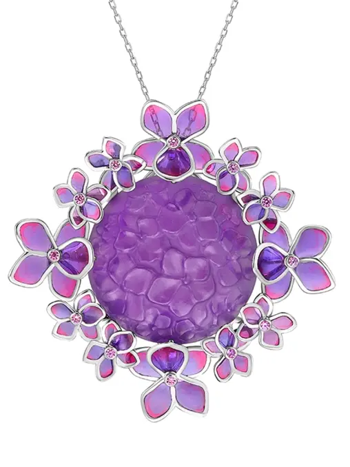 Брошь-подвеска с аметистами и розовыми сапфирами NATASHA LIBELLE