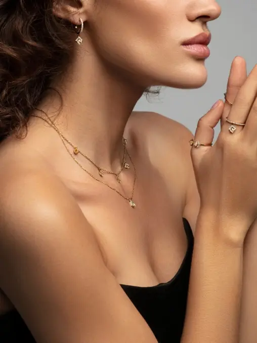 Серьги из желтого и белого золота с бесцветными и желтым бриллиантами Le Rhombe ALINA ISSA