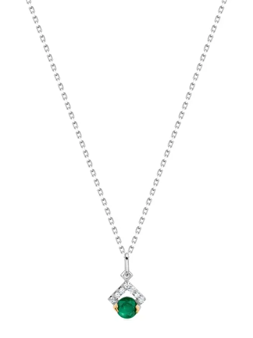 Колье из белого золота с бесцветными бриллиантами и изумрудом Le Rhombe ALINA ISSA