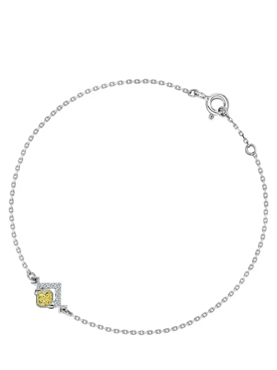 Браслет из белого и желтого золота с бесцветными и желтым бриллиантами Le Rhombe